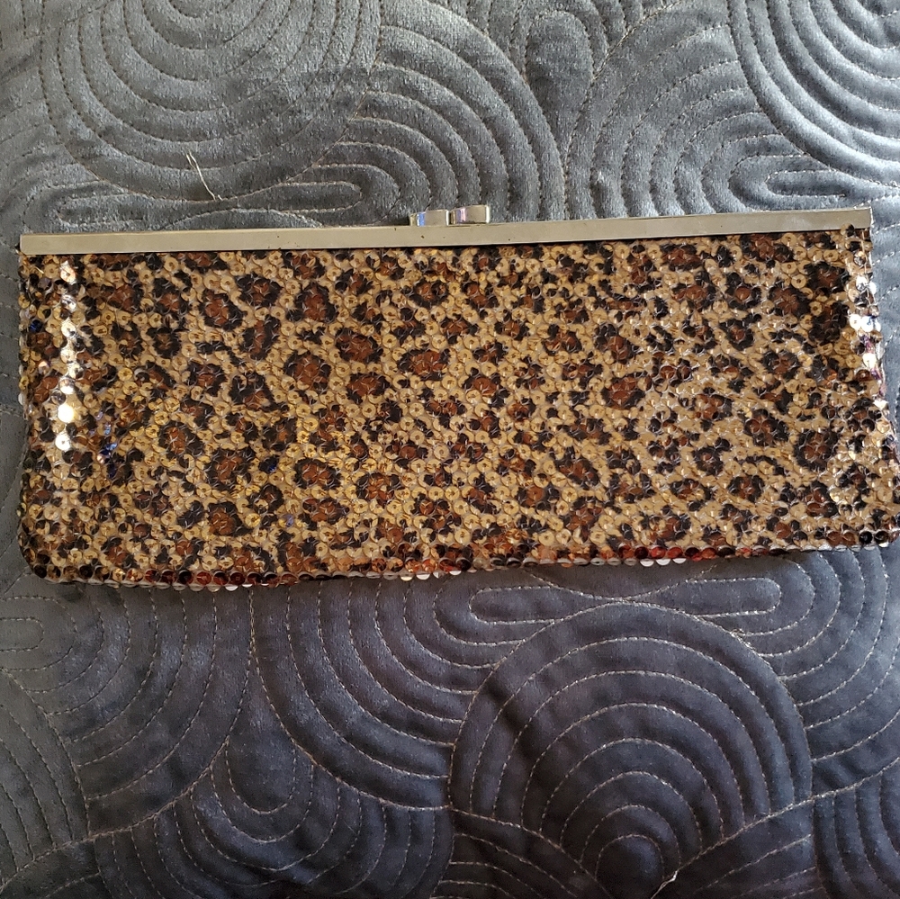 Leopard Sequin Clutch